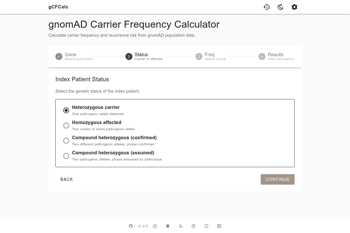 Patient status selection with four options